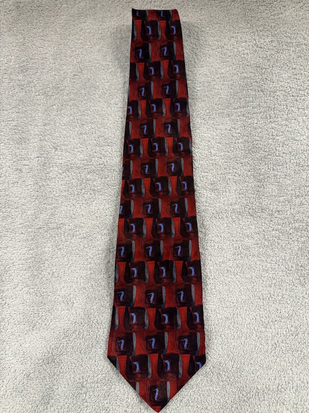 Vintage Cocktail Colors Silk Tie Abstract Red Black Retro USA Made Necktie